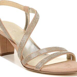 Women's Rhinestone Embellished Strappy Heeled Sandal 2.5in Block Heel